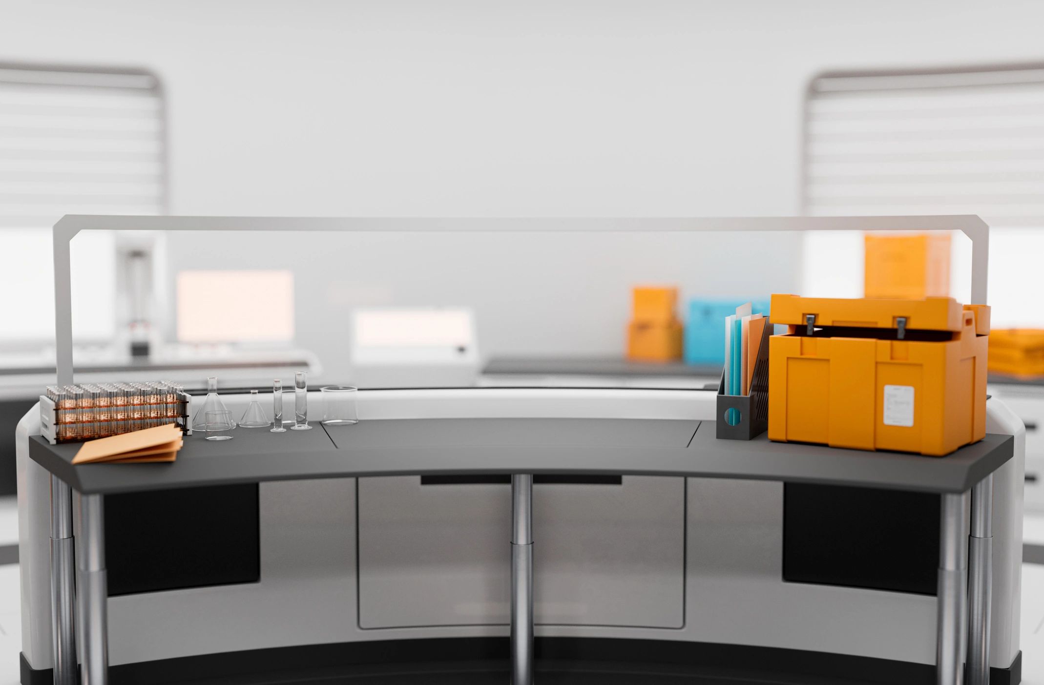 Studio desk with architectural tools and open workspace